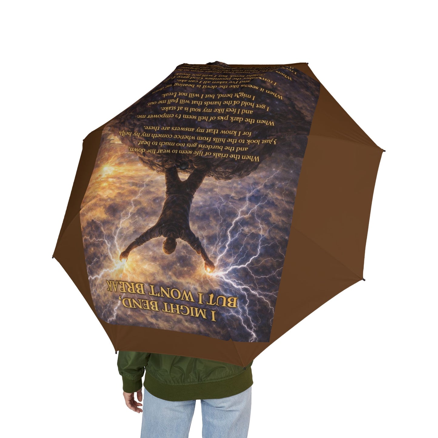 I Might Bend Brown Semi-Automatic Foldable Umbrella