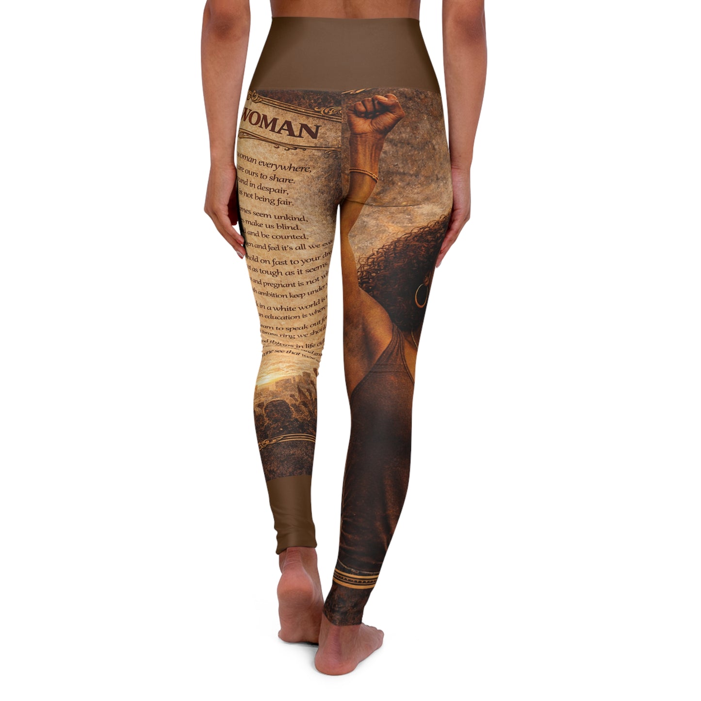 High Waisted Women Yoga Leggings -Black Woman (Brown)