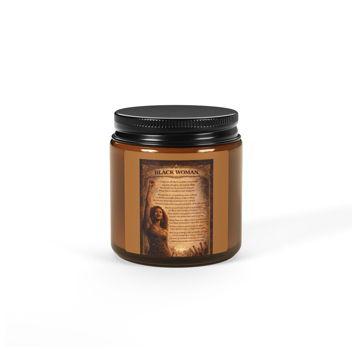 Black Woman Scented Soy Candle (Multi-Size, Amber Jar)
