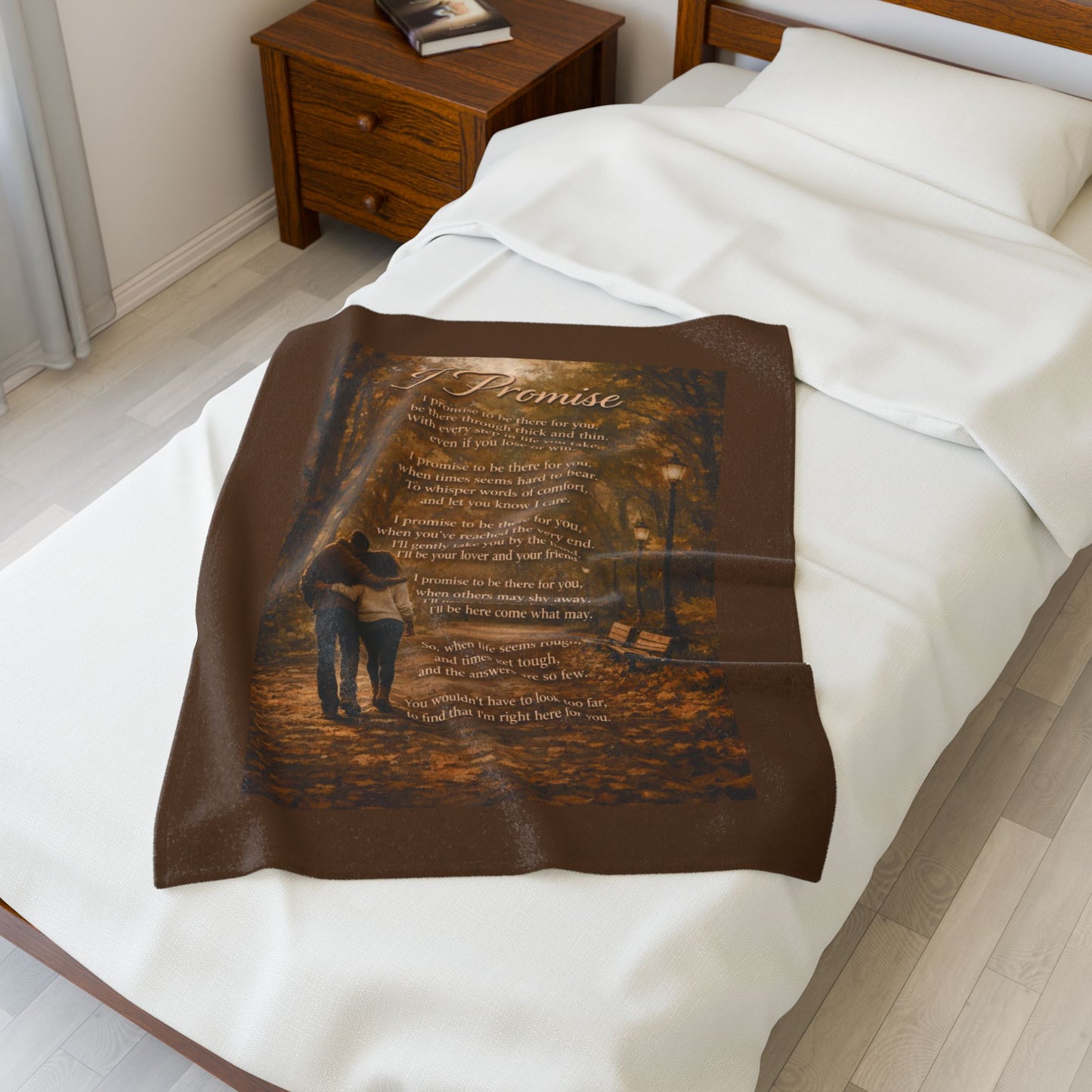 I Promise Brown Velveteen Plush Blanket