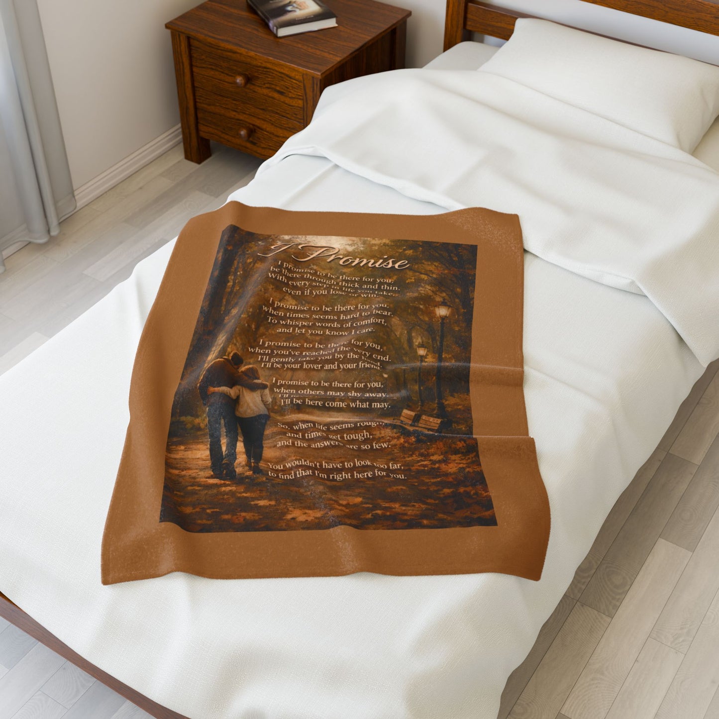 I Promise light brown Velveteen Plush Blanket